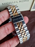 Michael Kors Lexington Chronograph Crystals Black Dial Two Tone Steel Strap Watch for Men - MK8714 Authentic Buy Shop Now