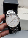 Emporio Armani Chonograph SIlver Dial Silver Steel Strap Watch For Men - AR1933 Authentic Buy Shop Now