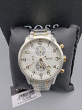 Hugo Boss Areoliner Chronograph White Dial Two Tone Steel Strap Watch for Men - 1513236 Authentic Buy Shop Now