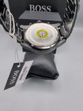 Hugo Boss Skymaster Chronograph Black Dial Black Steel Strap Watch for Men - 1513785 Authentic Buy Shop Now