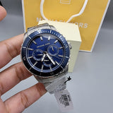 Michael Kors Cunningham Multifunction Blue Dial Silver Steel Strap Watch For Men - MK7153 Authentic Buy Shop Now