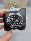 Fossil Garrett Chronograph Black Dial Black Rubber Strap Watch for Men - FS5624 Authentic Buy Shop Now