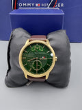 Tommy Hilfiger Hunter Green Dial Brown Leather Strap Watch for Men - 1791607 Authentic Buy Shop Now