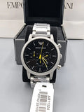Emporio Armani Luigi Chronograph Black Dial Silver Steel Strap Watch For Men - AR11324 Authentic Buy Shop Now