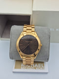Michael Kors Slim Runway Brown Dial Rose Gold Stainless Steel Strap Watch for Women - MK3181 Authentic Buy Shop Now