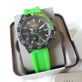 Fossil Bannon Chronograph Grey Dial Green Silicone Strap Watch for Men - BQ2501 Authentic Buy Shop Now