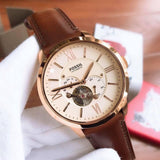 Fossil Townsman Beige Dial Brown Leather Strap Watch for Men - ME3105 Authentic Buy Shop Now