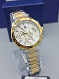 Tommy Hilfiger Hudson Chronograph White Dial Two Tone Steel Strap Watch For Men - 1791226 Authentic Buy Shop Now
