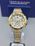 Tommy Hilfiger Hudson Chronograph White Dial Two Tone Steel Strap Watch For Men - 1791226 Authentic Buy Shop Now