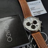 Movado Heritage Calendoplan Chronograph White Dial Brown Leather Strap Watch for Men - 3650008 Authentic Buy Shop Now