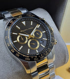 Michael Kors Layton Chronograph Black Dial Two Tone Steel Strap Watch For Men - MK8784 Authentic Buy Shop Now
