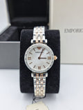 Emporio Armani Gianni T-Bar Silver Dial Two Tone Steel Strap Watch For Women - AR11293 Authentic Buy Shop Now