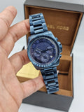 Michael Kors Brecken Chronograph Quartz Blue Dial Blue Steel Strap Watch For Men - MK6361 Authentic Buy Shop Now