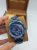 Michael Kors Brecken Chronograph Quartz Blue Dial Blue Steel Strap Watch For Men - MK6361 Authentic Buy Shop Now