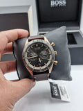 Hugo Boss Santiago Chronograph Grey Dial Brown Leather Strap Watch for Men - 1513861 Authentic Buy Shop Now