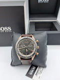 Hugo Boss Santiago Chronograph Grey Dial Brown Leather Strap Watch for Men - 1513861 Authentic Buy Shop Now