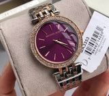 Michael Kors Darci Purple Dial Two Tone Steel Strap Watch for Women - MK3353 Authentic Buy Shop Now