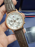 Tommy Hilfiger Evan White Dial Brown Leather Strap Watch for Men - 1710394 Authentic Buy Shop Now