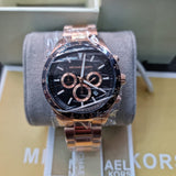 Michael Kors Layton Chronograph Black Dial Rose Gold Steel Strap Watch For Men - MK8824 Authentic Buy Shop Now
