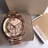 Michael Kors Brecken Chronograph Quartz Rose Gold Dial Rose Gold Steel Strap Watch For Women - MK6367 Authentic Buy Shop Now