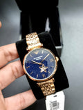 Emporio Armani Meccanico Crystals Black Dial Rose Gold Steel Strap Watch For Women - AR60043 Authentic Buy Shop Now