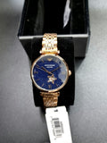 Emporio Armani Meccanico Gianni T Bar Blue Dial Rose Gold Steel Strap Watch For Women - AR60043