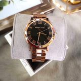 Michael Kors Noire Black Dial Rose Gold Steel Strap Watch for Women - MK3585 Authentic Buy Shop Now
