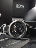 Hugo Boss Aero Chronograph Black Dial Black Leather Strap Watch for Men - 1513770 Authentic Buy Shop Now