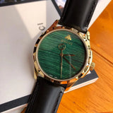 Gucci Le Marche Des Merveilles Quartz Green Dial Black Leather Strap Watch For Women - YA126463 Authentic Buy Shop Now