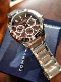 Tommy Hilfiger Hudson Chronograph Quartz Brown Dial Silver Steel Strap Watch For Men - 1791229 Authentic Buy Shop Now