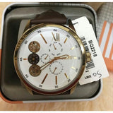 Fossil Flynn Twist Mechanical White Dial Brown Leather Strap Watch for Men - BQ2218 Authentic Buy Shop Now