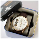 Fossil Flynn Twist Mechanical White Dial Brown Leather Strap Watch for Men - BQ2218 Authentic Buy Shop Now