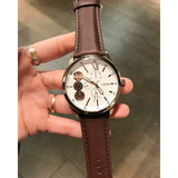 Fossil Flynn Twist Mechanical White Dial Brown Leather Strap Watch for Men - BQ2218 Authentic Buy Shop Now