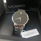 Movado Museum Classic Black Dial Silver Steel Strap Watch For Men - 606504 Authentic Buy Shop Now