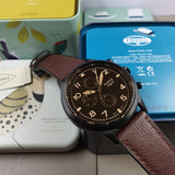 Fossil Retro Pilot Chronograph Brown Dial Brown Leather Strap Watch for Men - FS5833 Authentic Buy Shop Now