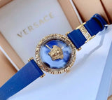 Versace Palazzo Empire Greca Quartz Blue Dial Blue Leather Strap Watch for Women - VEDV00219 Authentic Buy Shop Now