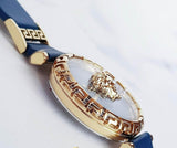 Versace Palazzo Empire Greca Quartz Blue Dial Blue Leather Strap Watch for Women - VEDV00219 Authentic Buy Shop Now
