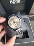 Hugo Boss Spirit Chronograph Grey Dial Grey Steel Strap Watch for Men - 1513695 Authentic Buy Shop Now