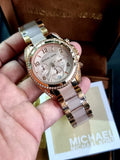 Michael Kors Blair Chronograph Rose Gold Dial Two Tone Steel Strap Watch for Women - MK5943 Authentic Buy Shop Now