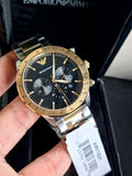 Emporio Armani Analog Chronograph Black Dial Two Tone Steel Strap Watch For Men - AR11521 Authentic Buy Shop Now