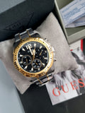 Guess Commander Chronograph Black Dial Two Tone Steel Strap Watch for Men - GW0056G4 Authentic Buy Shop Now