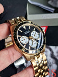 Guess Odyssey Multifunction Black Dial Gold Steel Strap Watch For Men - W1107G4 Authentic Buy Shop Now