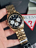 Guess Odyssey Multifunction Black Dial Gold Steel Strap Watch For Men - W1107G4 Authentic Buy Shop Now