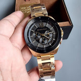 Michael Kors Brecken Chronograph Black Dial Gold Steel Strap Watch For Men - MK8848 Authentic Buy Shop Now