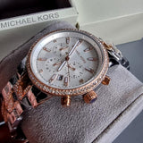 Michael Kors Ritz Chronograph Silver Dial Two Tone Steel Strap Watch For Women - MK6938 Authentic Buy Shop Now