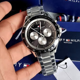 Tommy Hilfiger Luke Quartz Black Dial Silver Steel Strap Watch for Men - 1791120 Authentic Buy Shop Now