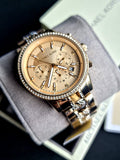 Michael Kors Ritz Chronograph Gold Dial Gold Steel Strap Watch For Women - MK6937 Authentic Buy Shop Now