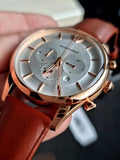 Emporio Armani Quartz Silver Dial Brown Leather Strap Watch For Men - AR11043 Authentic Buy Shop Now