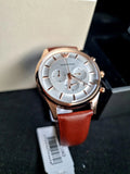 Emporio Armani Quartz Silver Dial Brown Leather Strap Watch For Men - AR11043 Authentic Buy Shop Now