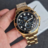 Fossil FB-03 Chronograph Black Dial Gold Steel Strap Watch for Men - FS5727 Authentic Buy Shop Now
